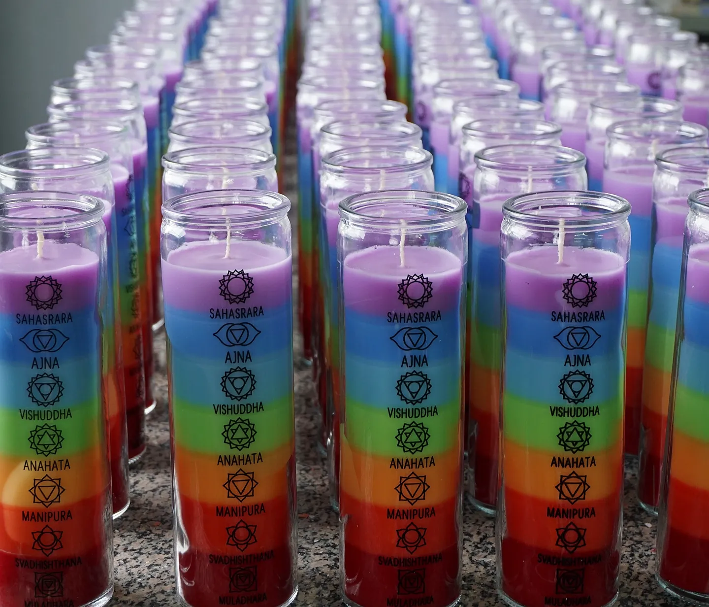 Colore personalizzato 7 giorno candele di preghiera all'ingrosso in vetro per la vendita di vetro candela pregare per religiosi candele di paraffina