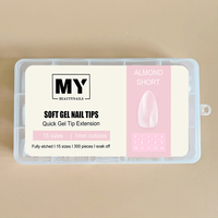 MyBeautyNails 15 tailles 1mm cuticules pré-gravées polies limées cercueil en amande ovale carré Stiletto Gel doux pointes d'ongles couverture complète