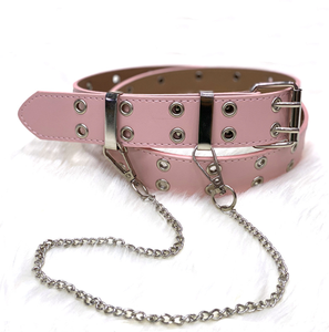 Ceintures en PU DFWB110 noires, roses, marron, bleues, avec 2 rangées de trous, respirantes, 3,3 cm x 110 cm, avec 2 attaches de fixation - Product Image 6