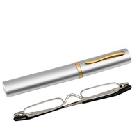 Lunettes de lecture miniatures style stylo, monture métallique légère, verres anti-lumière bleue, étui portable, pour hommes et femmes