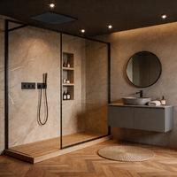 Douche thermostatique quatre fonctions haut de gamme en laiton brossé, design moderne pour hôtels – Meilleure vente