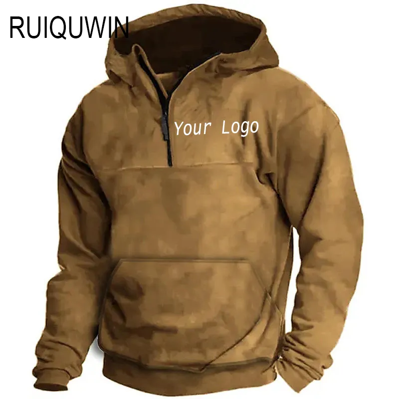 Ruiquiwin Groothandel Hoge Kwaliteit Heren Hoodies Sweatshirts Streetwear Trui Met Halve Zip Hoodies Blank Heren Hoodies