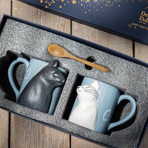 Juego de Tazas de Cerámica con Forma de Gato para Parejas con Caja de Regalo - Vajilla Romántica para Café/Té en <span class=keywords><strong>Casa</strong></span> - Product Image 4