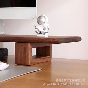 Solid Wood Desktop Monitor Stand Rectangle Office Organizer For Computer Laptop <b>Desk</b> Storage <b>Shelf</b> Standing Type - Product Image 2