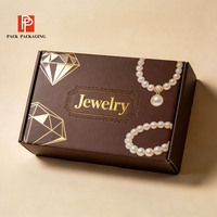 Boîte à bijoux en papier de luxe personnalisée, emballage en carton ondulé, boîte d'expédition avec logo, boîte de rangement pliable pour colliers et bagues