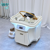 Bac de Lavage Capillaire Portable de Luxe sans Tuyau pour Salon de Coiffure, avec Seau d'Eau Usée 30L et Réservoir d'Eau Chaude 60L