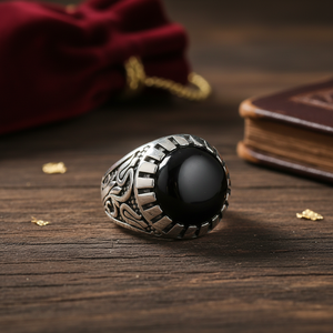 925K Sterling <b>Silver</b> Tulip Ottoman Onyx <b>Men</b> <b>Ring</b> - Product Image 3