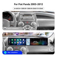 MOOKAKA 12.3 + 4.99+12.3" Radio pour Fiat Panda 2003-2012 Android 15 Navigation GPS Stéréo Sans Fil Carplay Interactif