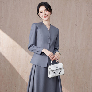 Women's Suit Set Midi Skirt Wool Blend Anti-Wrinkle Office Lady Business Formal Wear Spring Style GY9341381 - Product Image 4