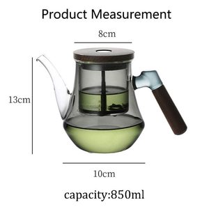 Tetera de Vidrio Borosilicato Soplado a Mano con Filtro, Tapa de Madera, Boquilla de Águila, Colador Extraíble, para Té de Hojas Sueltas, para Hogar y Cafetería - Product Image 6