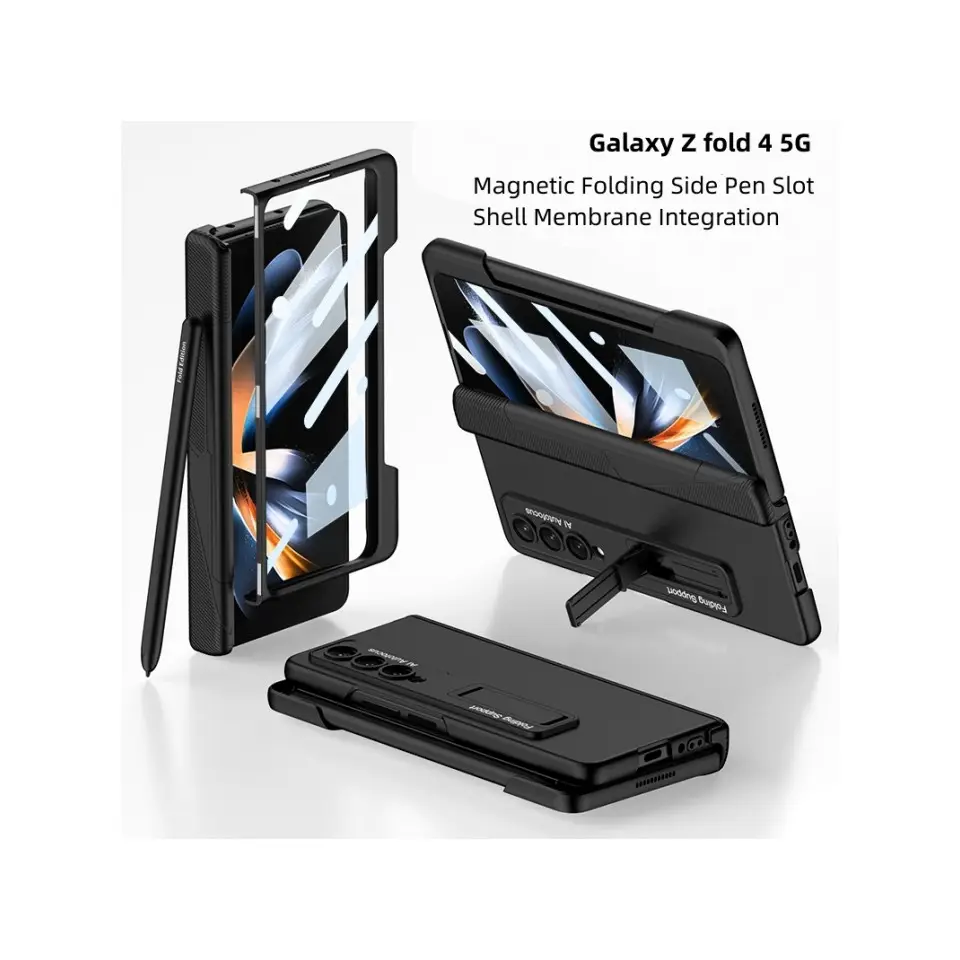 Custodia antiurto per armatura per Samsung Galaxy Z Fold 4 5G custodia con cerniera magnetica custodia rigida per PC per Samsung Z Fold4 custodia per cavalletto