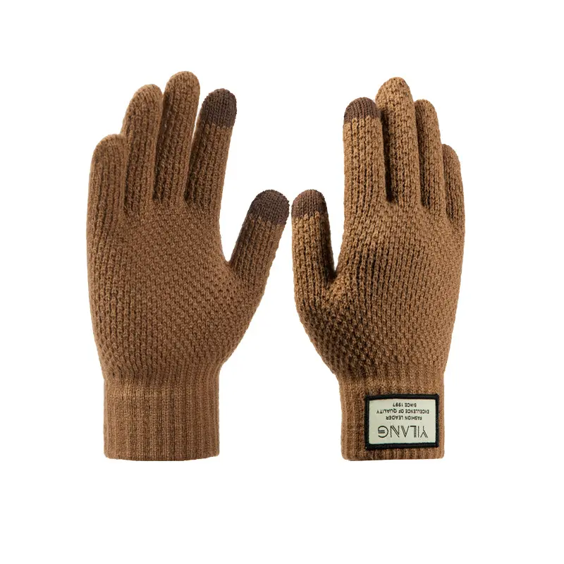 Vendita calda guanti invernali arilici Touch Screen motivo a maglia spessa con dita divise da esterno guanti termici per adulti