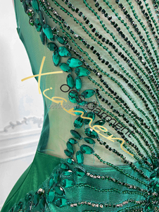 MF Wholesale 2024 Robes de soirée formelles en satin à sequins pour femmes, fendues haute, longueur genou, corset, cristal, respirantes et naturelles - Product Image 6