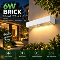 Applique murale solaire 6W 900 Lumens, lampe murale extérieure à énergie solaire pour jardin, clôture, patio, allée, décoration de cour