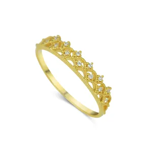 时尚透明立方锆石18k纯金戒指配珠宝派对结婚戒指