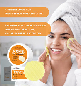 Bio Kurkuma Koji säure Gesichts reiniger Pad Private Label Großhandel White ning Skin Cleansing Pads Größe Probe - Product Image 5