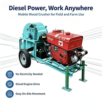 Draagbare 18,5 kW diesel houtversnipperaar model 500 voor appel- en perzikboomtakken