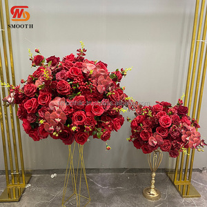Centros de Mesa de Boda con Rosas de Seda Rojas Brillantes Personalizadas, Bola de Flores de Orquídeas - Product Image 3