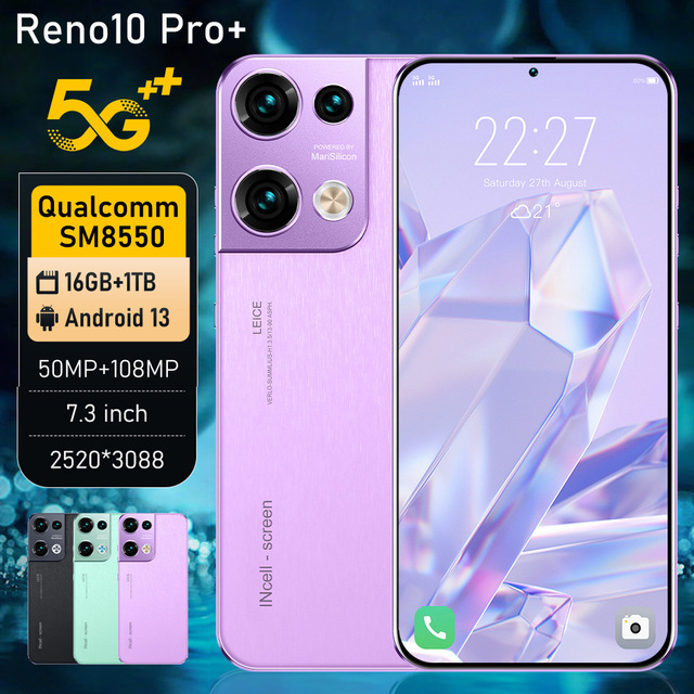Popular Mobile Phone Reno10 Pro Real 4G 7.3 Inch 13 Million Pixel 2 16 Android 8.1