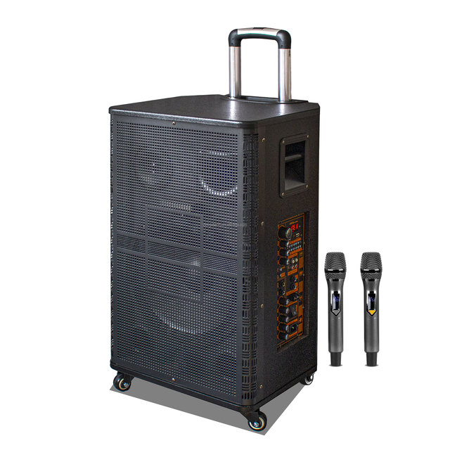 NEW ARRIVAL Big Power Active 15 Inch Wooden Outdoor Trolley Speaker With Bluetouch/USB/SD/FM/Wireless MIC