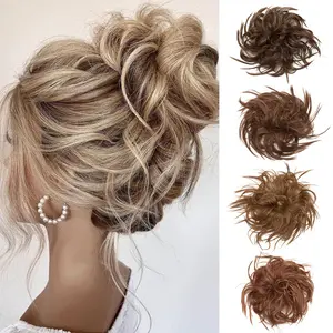 chignon queu de cheval卷发发髻带橡皮筋女式发髻短卷发发髻