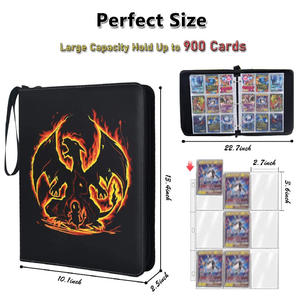 Protège-cartes <span class=keywords><strong>double</strong></span> face en PU pour cartes de sport, MTG, TCG, avec motif personnalisé, logo, 4/9 pochettes, pour collection de cartes à collectionner Pokémon - Product Image 2