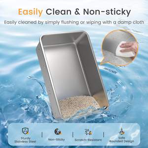 Bac à litière pour chat en acier inoxydable à haute hauteur et large <span class=keywords><strong>de</strong></span> conception populaire Bac à excréments pour chat facile à nettoyer sans accumulation <span class=keywords><strong>de</strong></span> résidus - Product Image 5