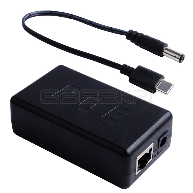 Gigabit Raspberry Pi 4B Active Splitter USB Type C 48V to 5V Power Over Ethernet Cable PoE Switch for IEEE 802.3at PoE+ G856