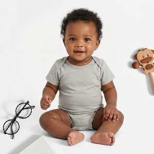 Soft 100% Cotton Short Sleeve Baby <b>Romper</b> Unisex Infant Bodysuit O-Neck Snap Closure Casual Wear - Product Image 1