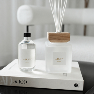 Aikun 1000ml Frosted Square Glass Sticker Logo <b>Reed</b> <b>Diffuser</b> White Drawer Box Set <b>for</b> Buyers Low MOQ Fast Service Custom Scent - Product Image 4
