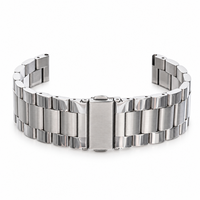 Bracelet de montre en acier inoxydable 304 de 22 mm, bracelet solide à trois maillons brossé et poli avec fermoir pliant