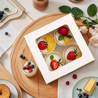 Boîtes d'emballage carrées transfrontalières pour gâteaux, 4 pièces, boîtes à tartelettes Snow-mei-niang, boîtes alimentaires à emporter en papier kraft disponibles