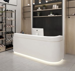 Mostrador de recepción de hotel de oficina blanco moderno Mostrador de recepción dental Mostrador de recepción de spa Mostrador de recepción Salón de belleza con luz - Product Image 2