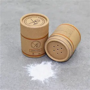 Biểu Tượng Tùy Chỉnh In Có Thể Tái Chế Nâu Kraft Ống Giấy Lỏng Bột Container Với Sifter Tông Shaker Nắp