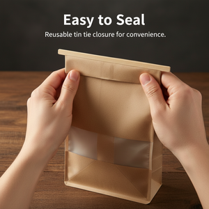 Sealed snack, cereal and nut packaging bags; flat-bottomed kraft paper bags suitable for coffee beans - Product Image 5