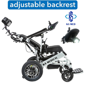 KSM-601MR Portable Electric Wheelchair <b>for</b> Seniors Long Range Motorized Foldable Manual Recliner Rubber Solid Tires <b>for</b> Adults - Product Image 4