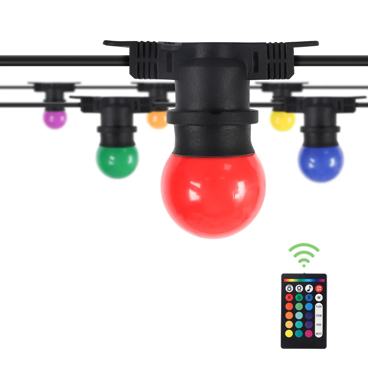 Led Patio Light 33FT RGB G45 Colorful Bulbs Waterproof Smart Decoration Christmas Holiday String Light