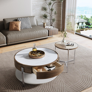 Diseño personalizado casa mesa de centro de madera blanco y negro moderno de lujo mesa de café conjunto de sala de estar - Product Image 1