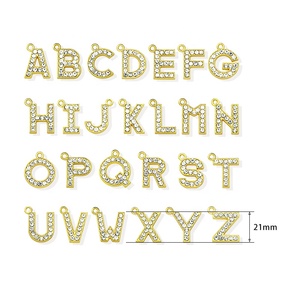 Diamantes de imitación de 21x21mm, accesorio colgantes con letras del alfabeto, venta al por mayor - Product Image 2