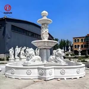 Décoration de jardin extérieure fontaine de lion en marbre d'eau grand prix extérieur en porcelaine