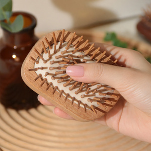 Wholesale Mini Bamboo Hair <b>Brush</b> with <b>Round</b> Wooden Pins for Travel Beauty Care Fine Hair Styling - Product Image 6