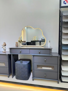 Modern <b>Makeup</b> Vanity Table with Cloud <b>Mirror</b> and Storage Drawers for Bedroom Furniture - Product Image 2