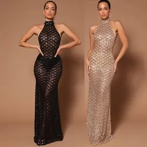 אופנה Ebay חדש סקסי ללא גב מועדון לילה מסיבת שמלה רשמית ריינסטון נצנצים שקופה שמלת שמלה לנשים