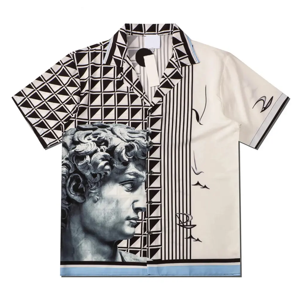 2024 è durato camicie da uomo stampate digitali Rayon viscosa camicie da uomo a maniche corte Vintage di alta qualità