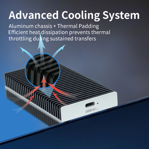 กล่องใส่ SSD M.2 NVMe อลูมิเนียม 40Gbps สำหรับโรงงาน (OEM) รองรับ Thunderbolt 5/4/3 และ USB4/3.2/3.1/3.0 รุ่น M/B+M Key M1/M2 Pro/Max - Product Image 3