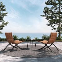 AJUNION Chaises de patio en osier tissé à la main en résine Ensemble de meubles de balcon pliables Sièges de salon d'extérieur et table d'appoint