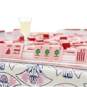 Fichas de Mahjong Americanas de Lujo, Diseño Acrílico de Concha de Tortuga, Color Rosa Perla, Colección Oh My Mahjong - Product Image 6