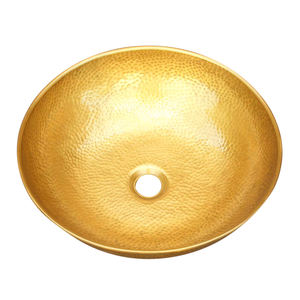 16 \ "Handgemaakt Traditioneel Ontwerp Geborsteld Gehamerd Messing Koperen Ronde Kom Top Mount Gootsteen Voor Badkamer Ijdelheid - Product Image 4