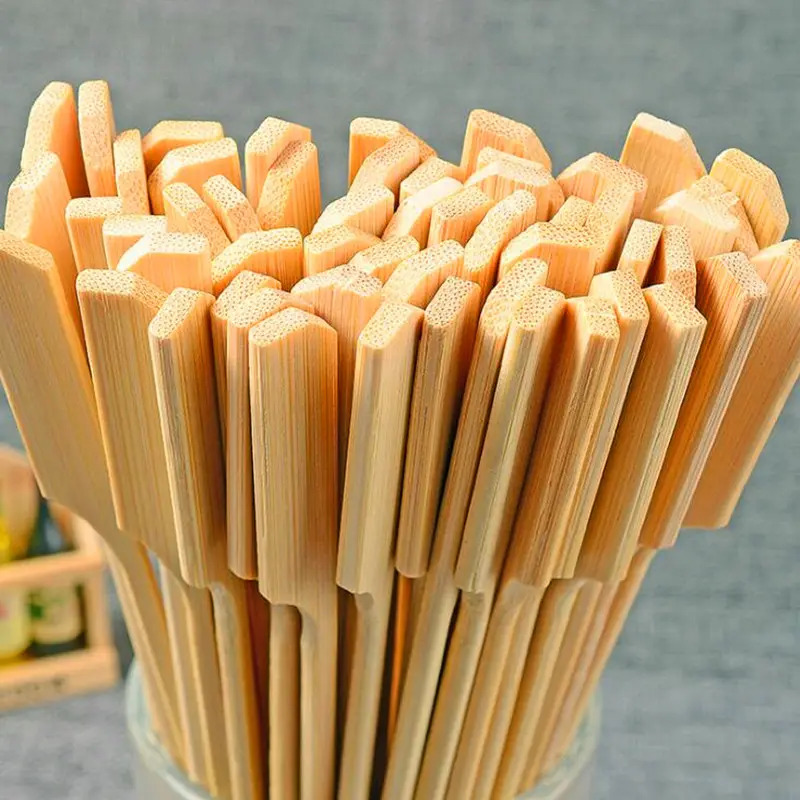 Biodegradable custom logo disposable barbecue square bamboo skewers