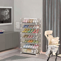 Porte-chaussures pliable en fer grande capacité, gain de place, avec panneau en tissu – Prix usine